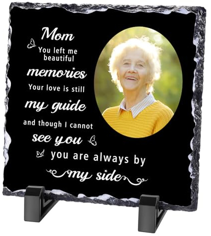 Plaques commémoratives personnalisées, cadres photo personnalisés, cadre en ardoise de roche personnalisé avec photo et texte, cadeaux commémoratifs personnalisés pour la perte d'un être cher