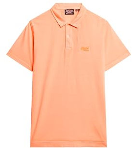 Superdry Herren Essential Jersey-Polohemd mit neonfarbenem Logo Dry Neon-Orange XL