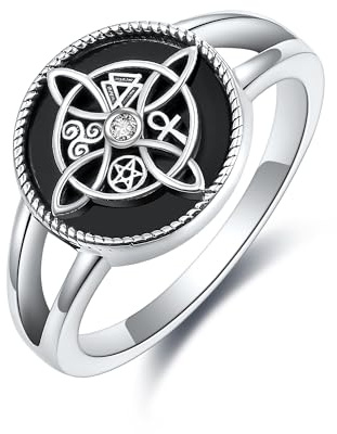 HUKKUN Hexen Ring Silber 925 Damen Hexenknoten Ring keltischer Hexen Schmuck Geschenke für Frauen