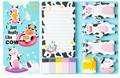 Lustige Kuh Niedlich Haftnotizen Set - 550 Blätter I Just Really Like Cow Self-Stick Papierclips Neuheit Schreiben Memo Pads Hundeliebhaber Page Marker für Kinder Home Office Schulbedarf Geschenk