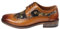 Zapatos de vestir para hombre con estampado floral de piel Oxford Brogue con cordones, Brown, 40 2/3 EU