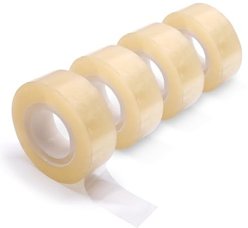 Waytex A930903C4 Pack de 4 Ruban adhésif de bureau transparent brillant haut pouvoir adhésif, largeur 19 mm rouleau de 33m qualité Pro épaisseur 50 microns