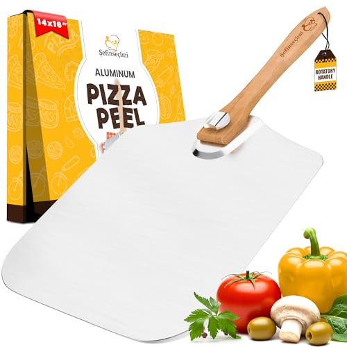 SEFINSECIMI 14x16 Inch Folding Pizza Peel – Premium Aluminum Pizza Peel with Foldable Wooden Handle – Lightweight, Heat-Resistant & Easy to Store