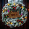 Couronne de Noël,Guirlande de Noël Artificielle, Décoration de Noël, Couronne de Table,Guirlande Sapin de Noël Porte Décoration de Guirlande pour Cadre de cheminée Murale 35CM(White-Gold)
