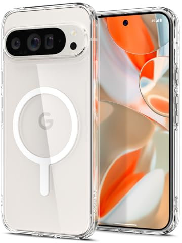 Spigen Ultra Hybrid OneTap Metal Ring MagFit Hülle für Google Pixel 9 Pro und Pixel 9 [Made for Google] kompatibel mit MagSafe magnetischem Zubehör -Weiß
