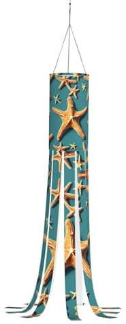 GFXEDSAH Strand-Windsäcke mit Seestern-Druck, Geister-Windsack bieten einen Spritzer saisonaler Farbe für Ihren Außenbereich