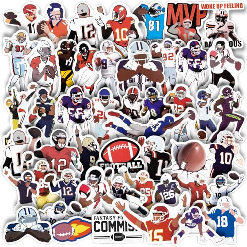 100 Pcs Large Football Stickers, American Football Stickers Pack for Water Bottle, Vinyl Waterproof Rugby Stickers for Helmet, Football Team Fans Gift Decal for Boys Girls Teens