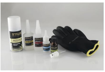 Staloc Sekundenkleber Set Universal, Sofortklebstoff + Füllstoff + Primer & Aktivator, 5-teilig