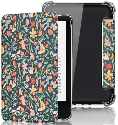 Fancity Custodia Compatibile con Kindle Paperwhite 6,8, custodia trasparente TPU morbido con accensione/spegnimento intelligente per Paperwhite Signature Edition 11a generazione 2021, Spring Birds