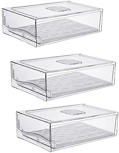 Cassetto regolabile per frigorifero per conservare frutta e verdura, mantiene il frigorifero ordinato e nizzato, si adatta alla maggior parte dei frigoriferi, set da 4, trasparente