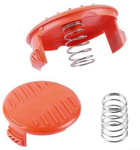 Yuanpgky Lot de 4 bobines de rechange avec couvercle et ressort pour débroussailleuse Black & Decker modèles GH400, GH500, GH600, GL280, GL301, ST5530