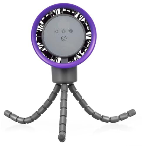 STOBAZA Tragbarer Kinderwagen-Ventilator: 360-Grad-Kinderwagen-Ventilator mit flexiblem Stativ – leise wiederaufladbar für Krippe, Büro, Laufband, Fahrrad und Reisen