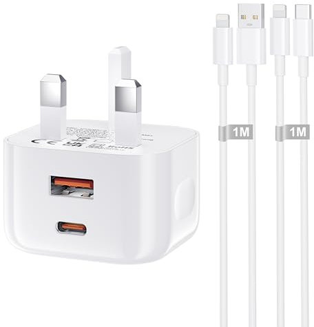iPad Charger and Plug, 20W Dual iPad Fast Charger USB C Charger Plug and Lightning Cable 1M for iPad Pro 9.7 10.5 12.9 inch 1st 2nd Generation/Air 2 3th Gen/Mini 4 5th Gen/ipad 5th 6th 7th 8th 9th