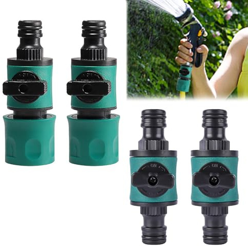 Galenecx 4 Stück Gartenschlauch Kupplung, Praktischer Schlauchkupplung mit Regulierventil, Langlebige Regulierventil Gartenschlauch, Wasserschlauch Schnellverbinder, Kupplung Schlauchkupplung