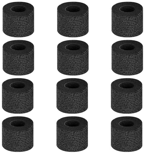 BUTBU Selbstklebender Verband 12 Rollen, 5cm x 4.5m Pflaster Verbandsmaterial, Elastische Tape Bandage Fixierbinde Haftbandage, für Sport, Handgelenk Vet Wrap Katze Hund Pferd, Staub, Fett(Schwarz)