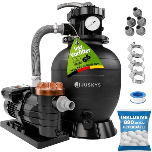 Juskys® Filtro a Sabbia 400 W con Timer - impianto per Piscina ad Alte Prestazioni Fino a 47.000 Litri, Sistema a 7 Posizioni, Struttura Durevole