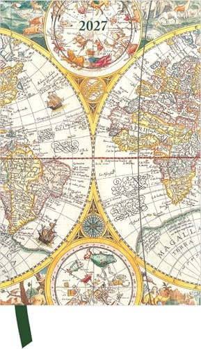 Antique Maps 2027: Buchkalender 10x15 cm - Wochenplaner mit Magnetverschluss, Leseband, internationalen Feiertagen & Orga- und Noitzteil für Weltenbummler