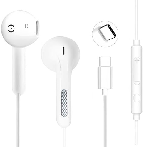 USB C Kopfhörer mit Kabel für iPhone 16 17, USBC Kabelkopfhörer in Ear Mit Kabel Mit Mikrofon Kabelkopfhörer für iPhone 15 Plus, Samsung Galaxy S23, S22, S21 FE