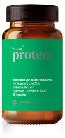 Sanopoly Priosa® protect 60 Kapseln I Zellschutz mit Vitamin C & Zink | enthält Superoxid-Dismutase (SOD) aus Bittermelone I Vegan & Glutenfrei