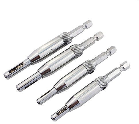 Gasea 4pcs Door Cabinet Self Centering Hinge Drill Bits Set Window Woodworking Puncher Hole Drilling Tool 5/64”, 7/64”, 9/64”, 11/64”