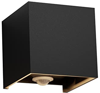 Klighten 12W Applique Murale Extérieur avec Détecteur de Mouvement,IP65 Éclairage Mural extérieur/intérieur avec Angle de Faisceau Réglable, Applique Murale Up Down,3000K, Noir