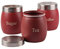 Nobel Barrel Tea, Coffee and Sugar Canisters Set of 3 Stainless Steel Brick Red Barrel Style