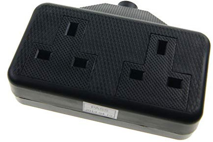 Ex-Pro 2 Gang High Impact Trailing Extension Socket, without Plug and Cable, 13A, Black - 1 Pack