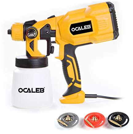 Ocaleb Paint Sprayer 550w Electric Paint Spray Gun Handheld Painting 800ml Airless with 3pcs different Size of Copper Nozzle 1.0mm/ 1.8mm/ 2.5mm 3 spray patterns fence sprayer outdoor furniture