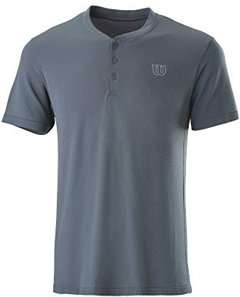Wilson Herren Kurzarmshirt, PWR SMLS Henley II, Polyester/Nylon, Grau (Turbulence), Größe XXL, WRA789102XX