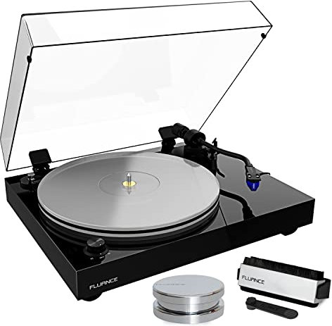 Fluance RT85 Reference High Fidelity Vinyl Turntable Record Player with Ortofon 2M Blue Cartridge, Acrylic Platter, Record Weight, 3 in 1 Stylus and Record Cleaning Vinyl Accessory Kit