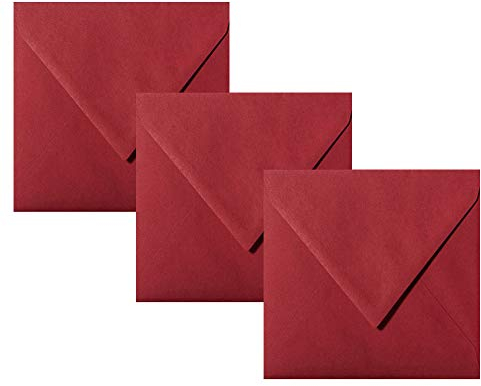 Paper24 Quadratische Briefumschläge 110 x 110 mm,120 g/qm, für Einladungen und Gutscheine, 100 Umschläge Bordeaux
