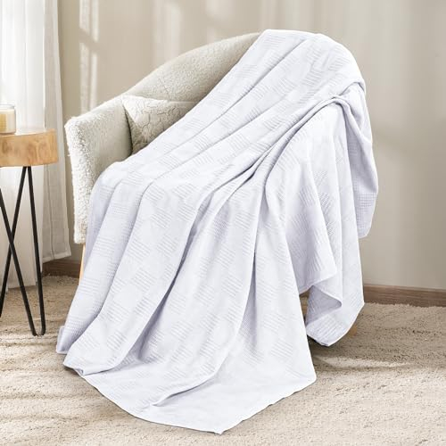 Utopia Bedding Kühldecke aus Baumwolle, 152,4 x 127,7 cm, Weiß, Thermodecke für Bett, 350 g/m², weiche, atmungsaktive Decke