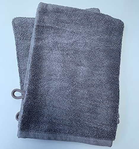 Sue Rossi Ltd Face Cloth Wash Mitt Set 50% Cotton 50% Bamboo 15cm x 22cm Face Flannel Glove Soft Absorbent (Silver Grey 2 Pack)