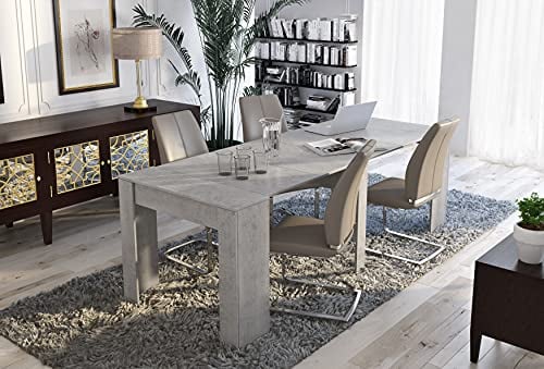 Consolle allungabile Alberique, Tavolo con allunghe, Consolle Multiuso, Tavolo da Pranzo Estensibile Fino a 10 posti, 51/237x90h78 cm, Cemento