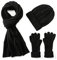 Villand 3 in 1 Damen Wolle Mütze, Schal & Handschuh Winter Sets, 3-teilige Zopfstrickmütze für Damen mit Geschenkbox (Schwarz)
