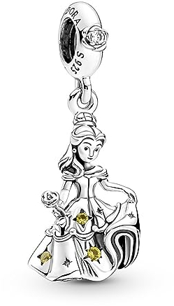PANDORA Disney Die Schöne und das Biest Tanzende Belle Charm-Anhänger in Sterling-Silber mit Zirkonia, 790014C01