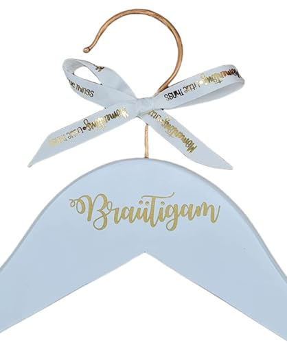 Kleider- und Anzugbügel für den Hochzeitstag mit exklusivem Kupferhaken und Text in moderner Kalligraphie, tolles Geschenk für Braut, Bräutigam, Trauzeugin, Trauzeuge (Standard, Bräutigam, Gold)