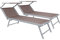 Set Da Due Lettini Prendisole Professionale Pieghevole In Alluminio Tettino Parasole Tettuccio Orientabile Sdraio Lettino Prendi Sole 182 x 60 x 38 cm Mare Spiaggia Piscina Giardino (Tortora)