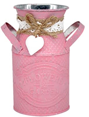 HOMSFOU 1pc Plants Pot Valentine Vases Iron Art Flower Holder Basket with Handle Country Flower Vase Vintage Jug Vases Plant Pot Metal Milk Can Metal Rustic Flower Holder French Flower Pot