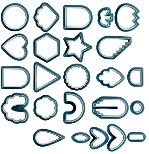 SM SunniMix 24x Polymer Clay Cutter Earring, Polymer Clay Ausstecher Ohrringe, Ton Schmuck Werkzeuge Edelstahl Ausstechformen Set für DIY Clay Schmuckwerkzeuge Kuchen Dessert Plätzchen - Blau