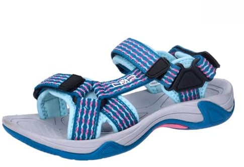CMP - Kids Hamal Hiking Sandal, Unisex, Deep Lake-Pink Fluo, 34