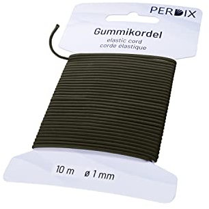 perdix Gummiband, elastische Kordel 1 mm, 10 m Olive, Gummiband für Armbänder, Zelt, Rucksack, Garten, Hutgummi, Gummischnur
