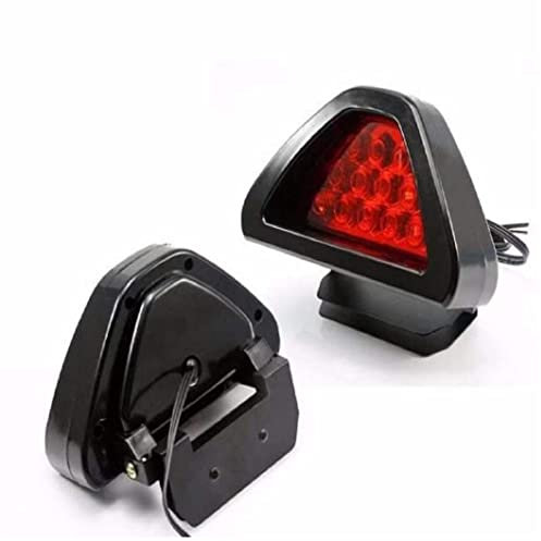 VONGLYHOO Feu Arrière De Voiture, Style F1 Drl Rouge 12 Led Arrière Feu Stop Antibrouillard Triangulaire Feu Stop Feu De Sécurité Moteur De Voiture