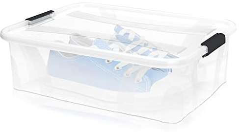 BigDean Aufbewahrungsbox mit Deckel transparent - 7L + Clipverschluss - Stapelbox Ordnungsbox Clipbox Lagerbox Box mit Deckel Storage Boxes - Klarsichtbox mit Deckel – stapelbar durchsichtig