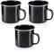 com-four® 3x Tazas esmaltadas - tazas para beber de acero inoxidable esmaltado - tetera - taza de café para exteriores (negro)