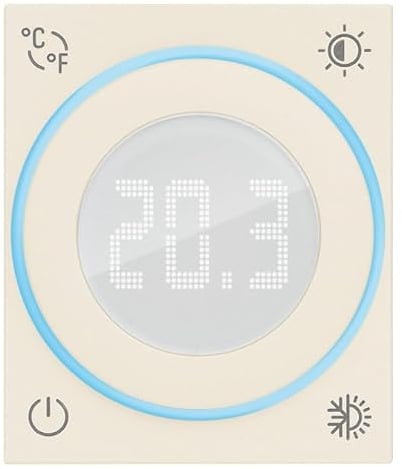 Vimar 30810.C Termostato Smart a rotella, Linea, uscita a relé, ingresso per sensore temperatura esterna, modalità ON/OFF e PID, retroilluminazione con regolazione intensità, canapa, 2 m