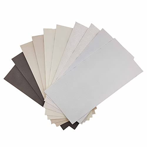 Surriba Lederpatches Selbstklebend, Kunstleder Flicken Reparaturset für Leder Ledersitz Motorrad Sofa Stühle DIY-Basteleien Lederband Weiß und Grau Art