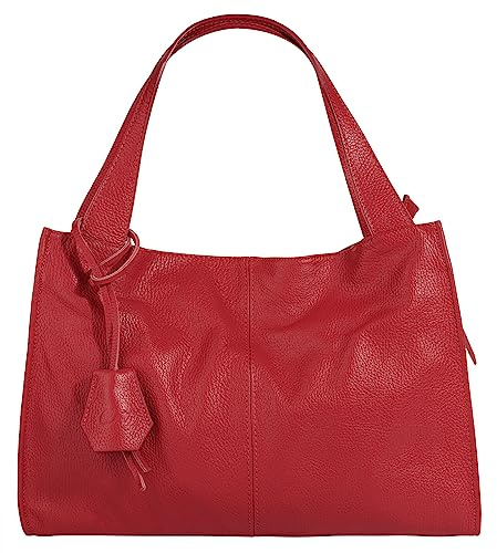 Cluty Shopper Echt Leder Damen 021850 Made in Italy, Smartphonefach, Ledertasche Damen, Handtasche Echtleder, Umhängetasche groß