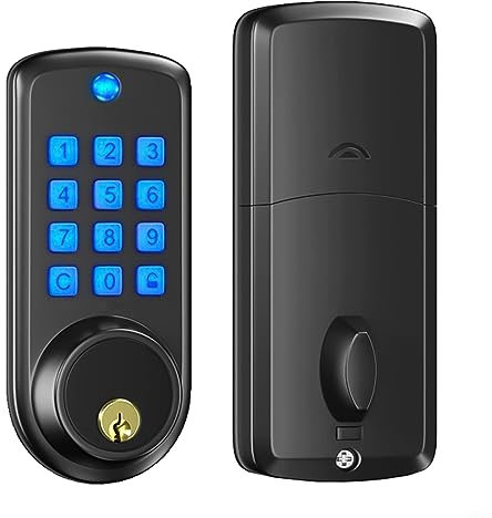 Keyless Entry Door Lock with Deadbolt, Programable Electronic Smart Keypad Door Lock,Auto-Lock and Alarm Code Door Lock for Front Door Home and Office