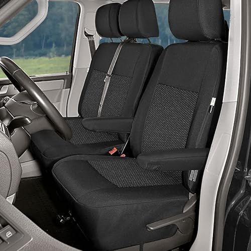 pitshop24de Sitzbezüge Sitzschoner Fahrersitzbezug Doppelbankbezug kompatiebel mit VW T5 2003-2015
